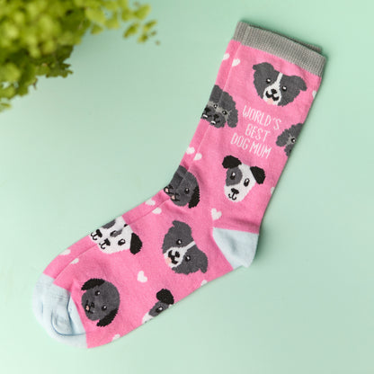World's best dog mum socks - pink