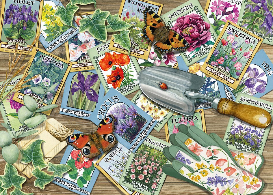 Flower seed packets 1000 piece jigsaw