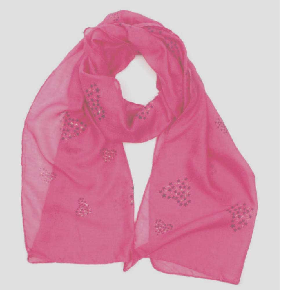 Pink sparkle heart scarf