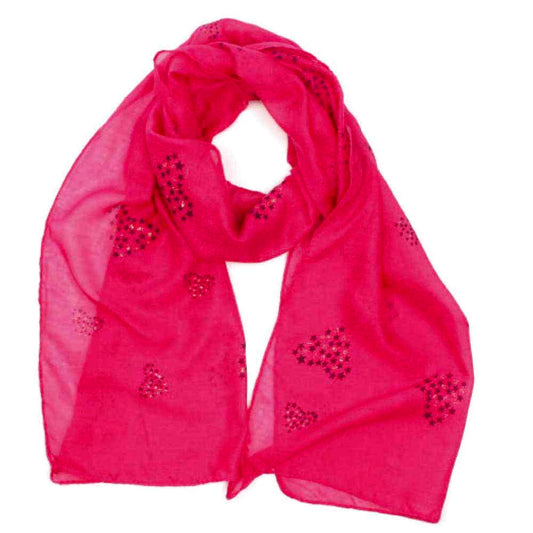 Pink sparkle heart scarf