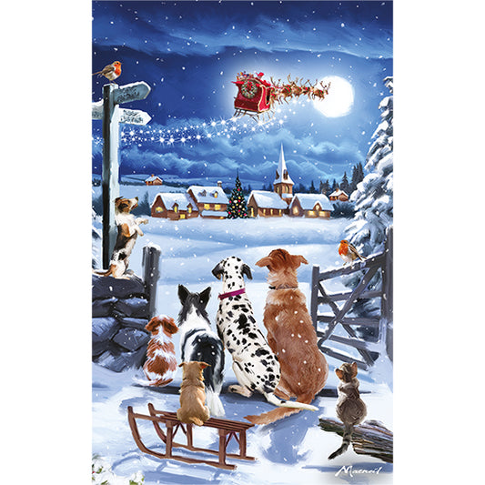 Watching Santa's arrival Christmas cards