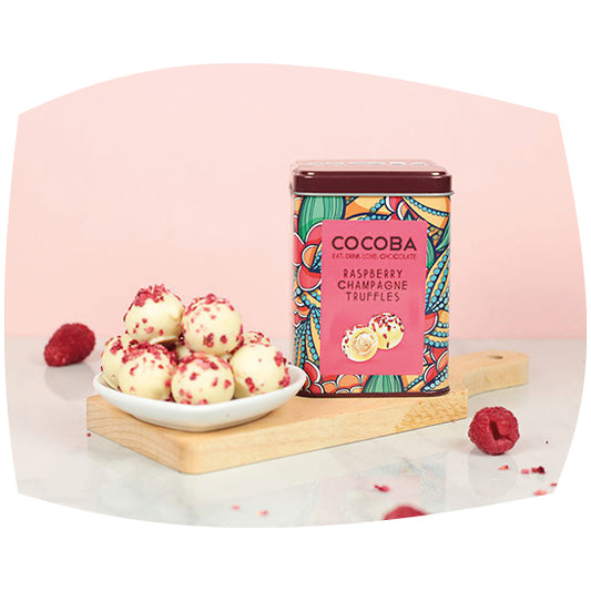 Raspberry champagne truffles