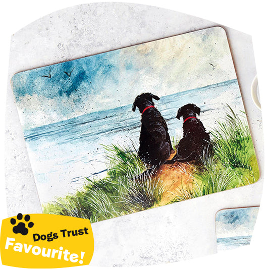 Labradors in the dunes place mat