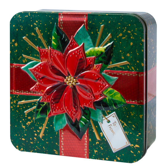 Poinsettia shortbread tin