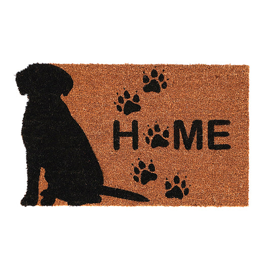 Dog silhouette shaped coir mat