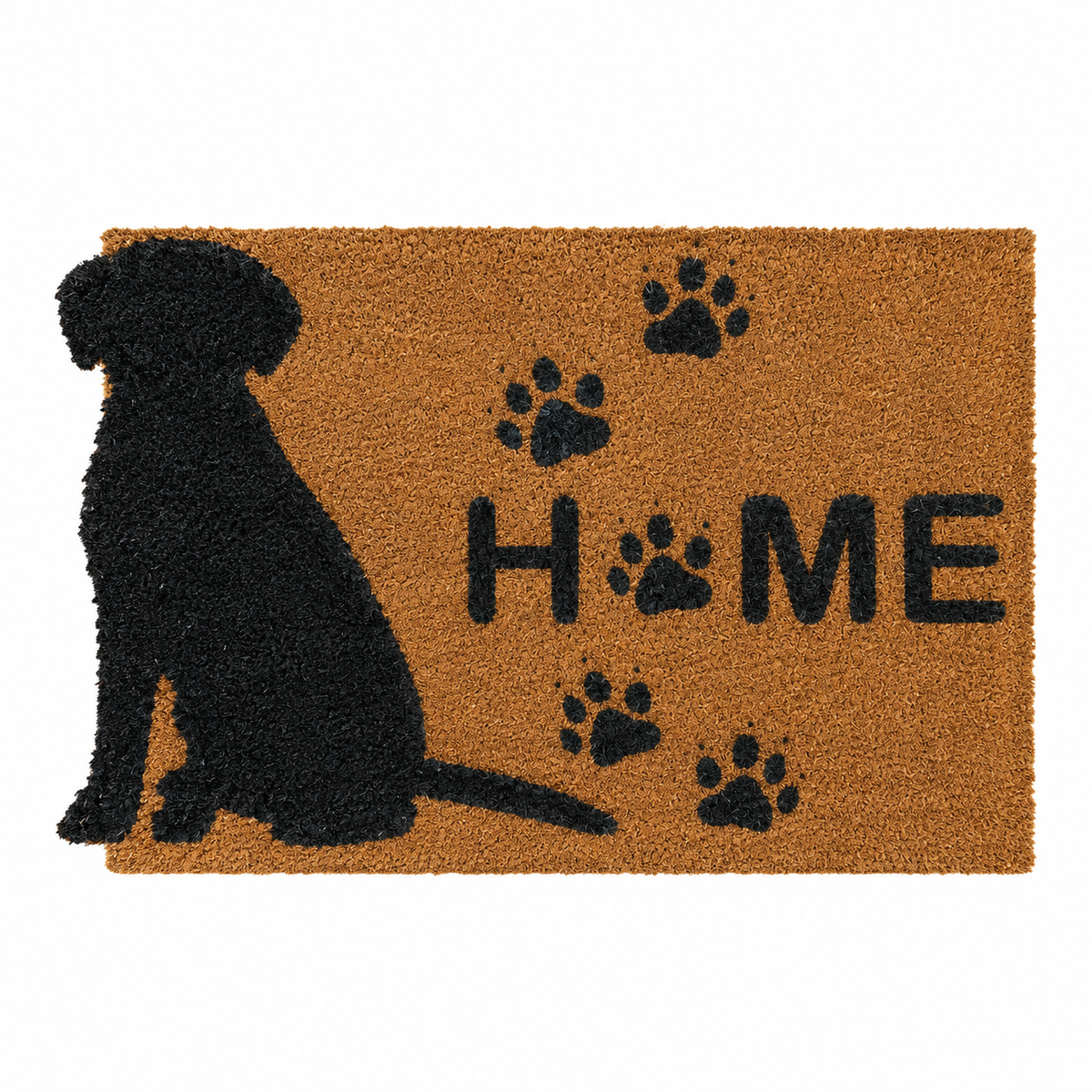Dog silhouette shaped coir door mat