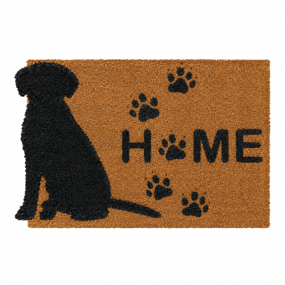 Dog silhouette shaped coir door mat