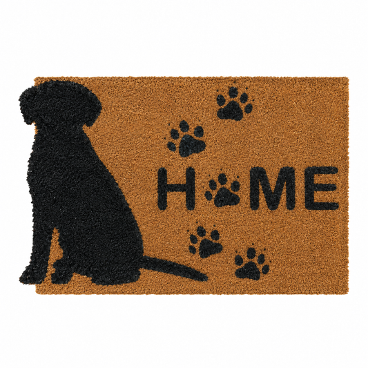 Dog silhouette shaped coir door mat