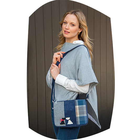 Tweed messenger bag - kissing dogs