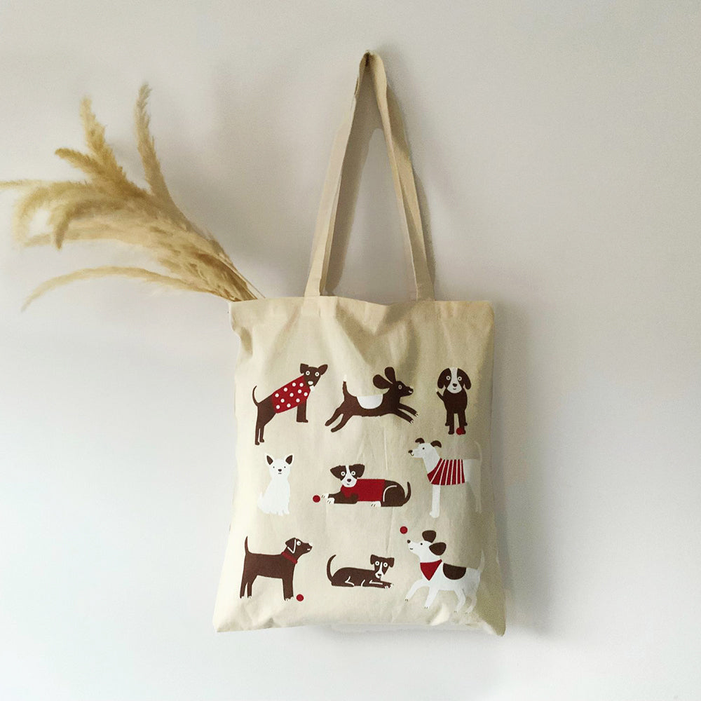 Playful dogs cotton bag