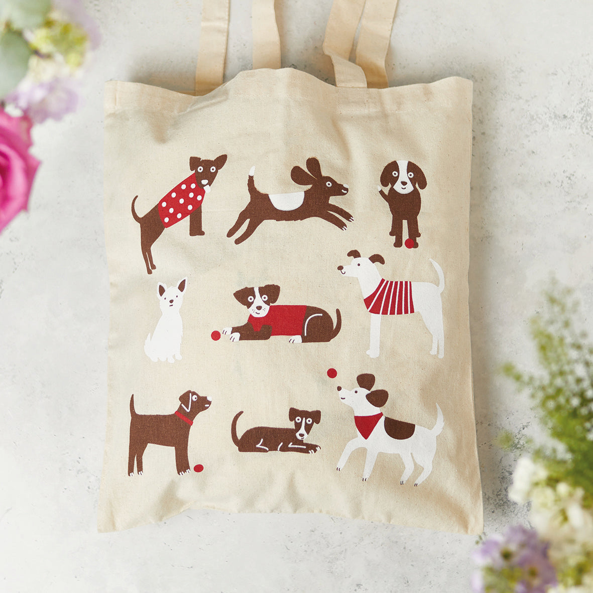 Playful dogs cotton bag