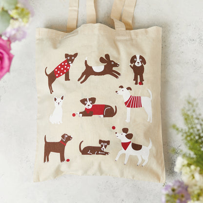 Playful dogs cotton bag