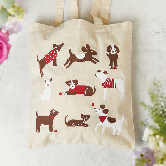 Playful dogs cotton bag