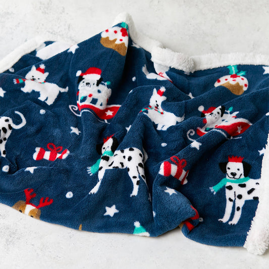 Festive sherpa fleece pet blanket