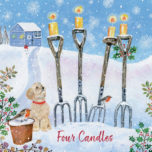 Four candles Christmas cards