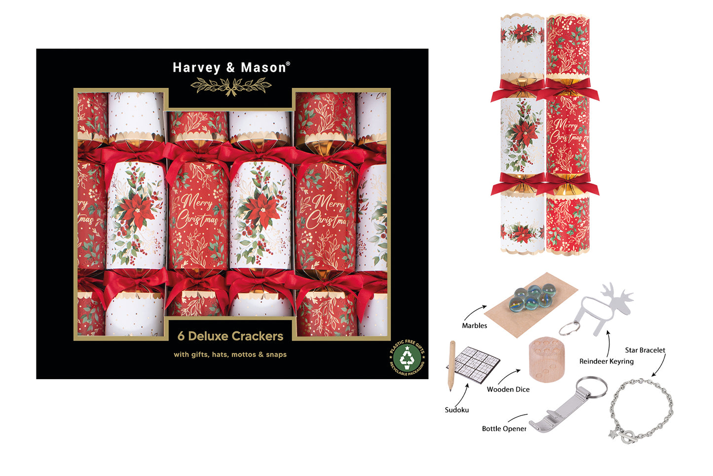 Deluxe poinsettia crackers