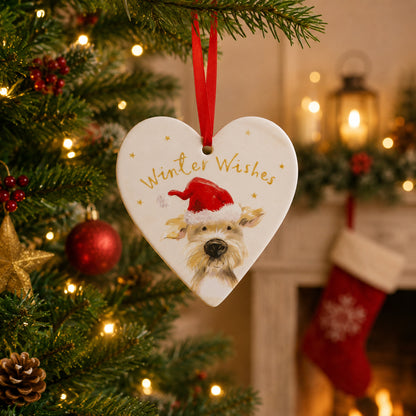 Winter wishes ceramic heart plaque
