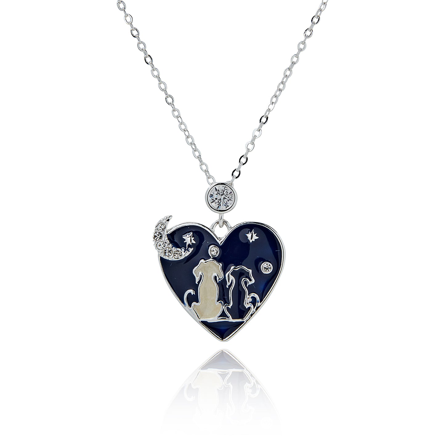 Stargazing dogs silver plated necklace