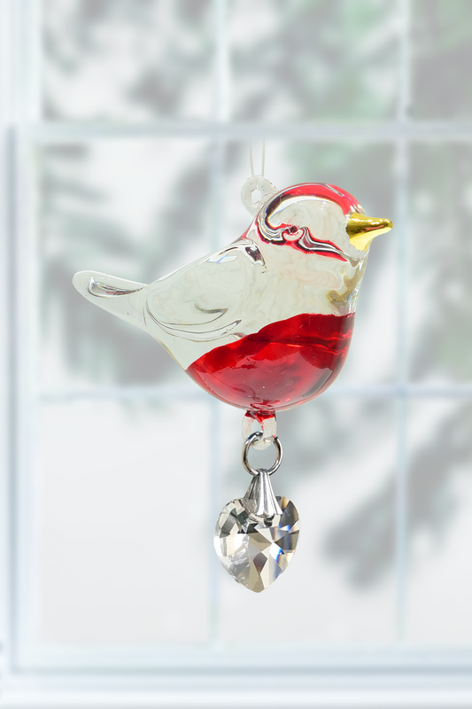 Glass robin decoration