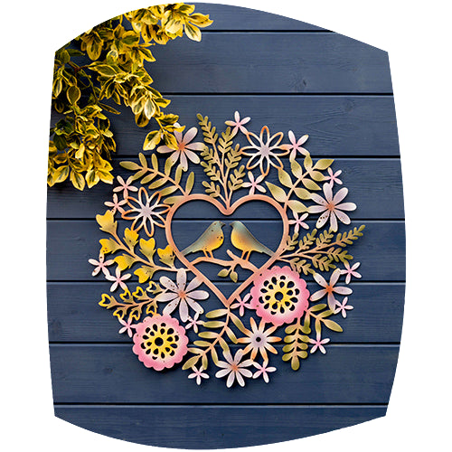 Floral love birds garden plaque