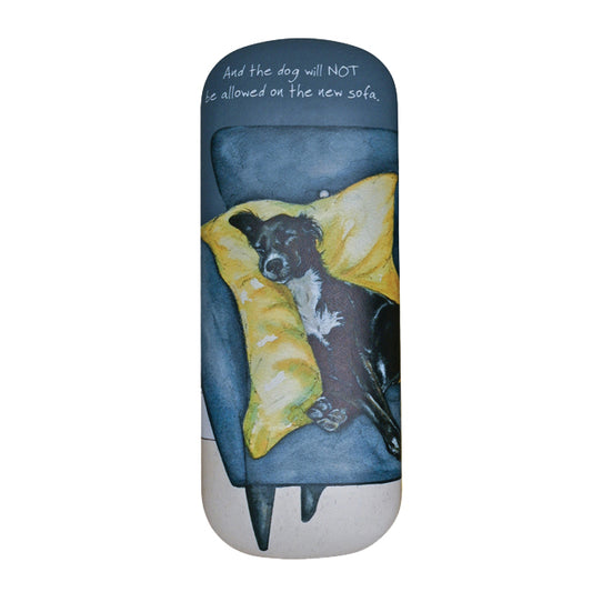 The dog and sofa glasses case