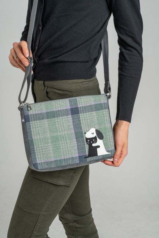 Tweed messenger bag -  furry friends