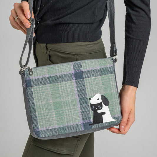 Tweed messenger bag -  furry friends