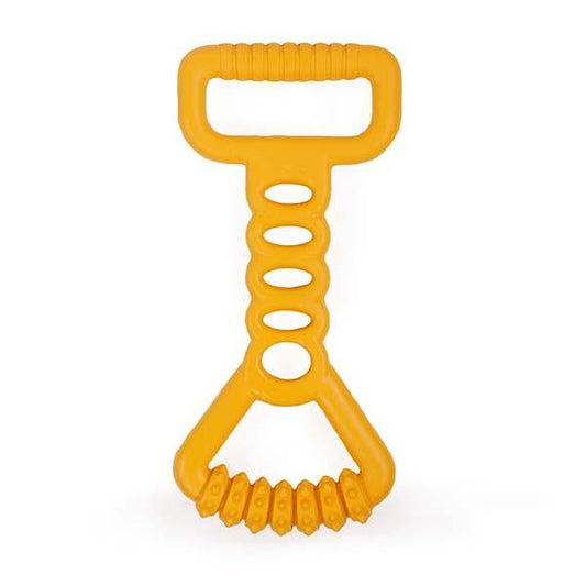 Tough rubber tug dog toy