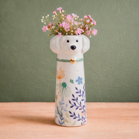 Puppy bud vase