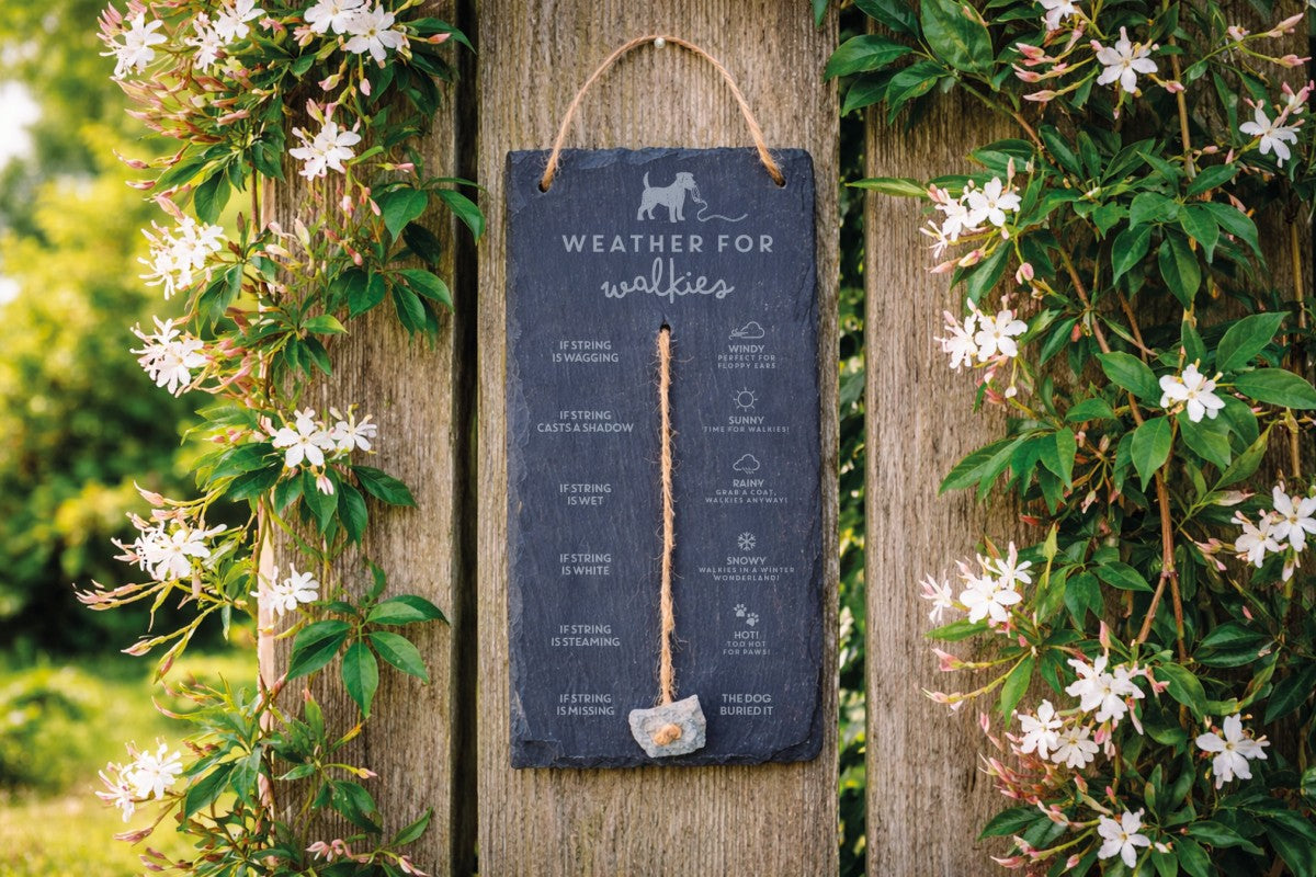 Weather for walkies slate sign
