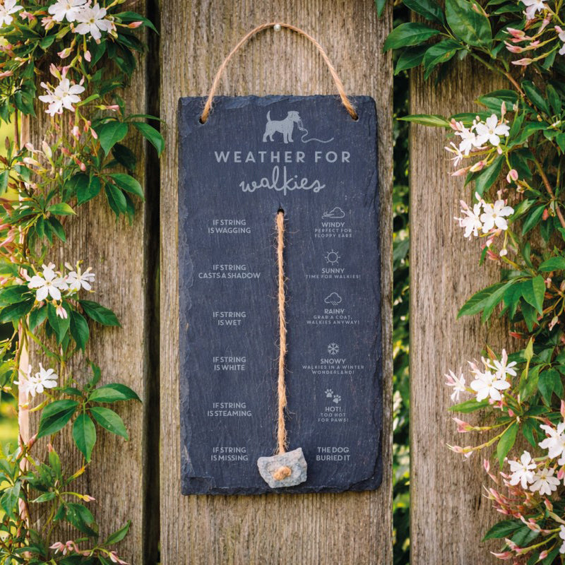 Weather for walkies slate sign