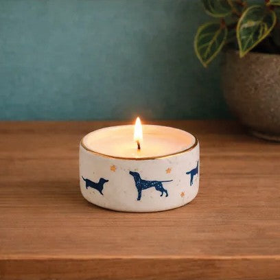 Dog ceramic tealight candle