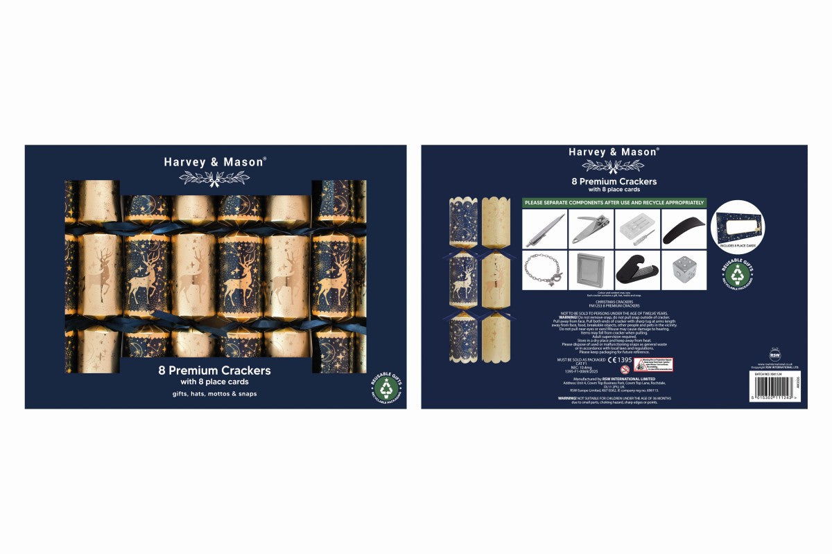 Deluxe gold reindeer crackers