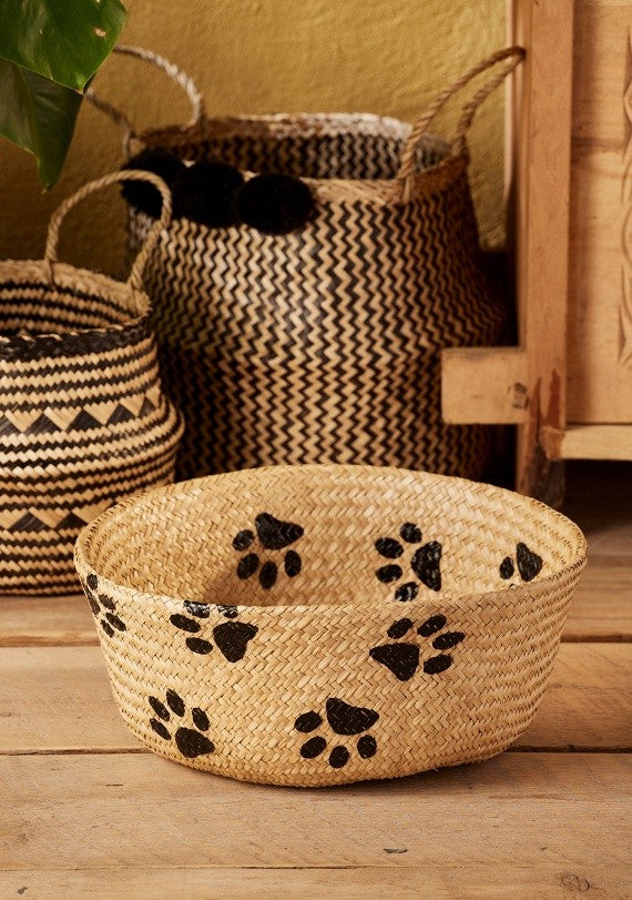 Paw print seagrass basket
