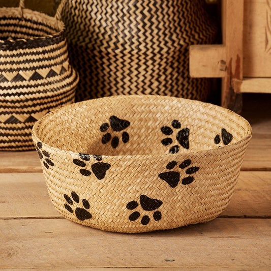 Paw print seagrass basket