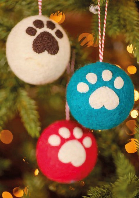 Felt paw print bauble