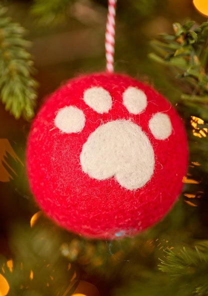 Felt paw print bauble