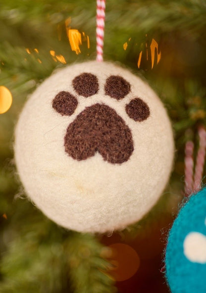 Felt paw print bauble