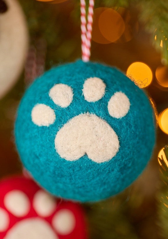 Felt paw print bauble