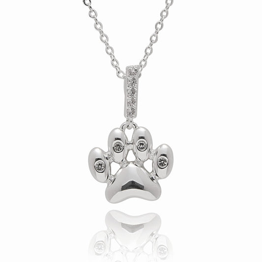 Silver plated paw print necklace
