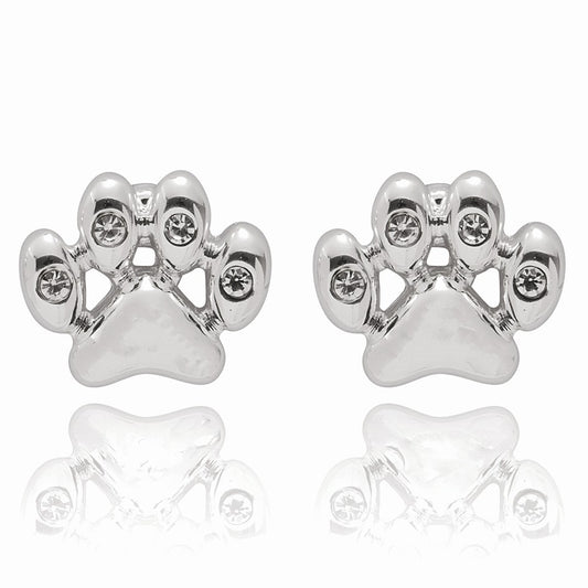 Silver plated paw print earrings