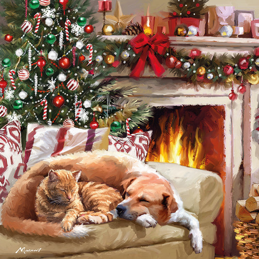 Fireside cuddles Christmas cards