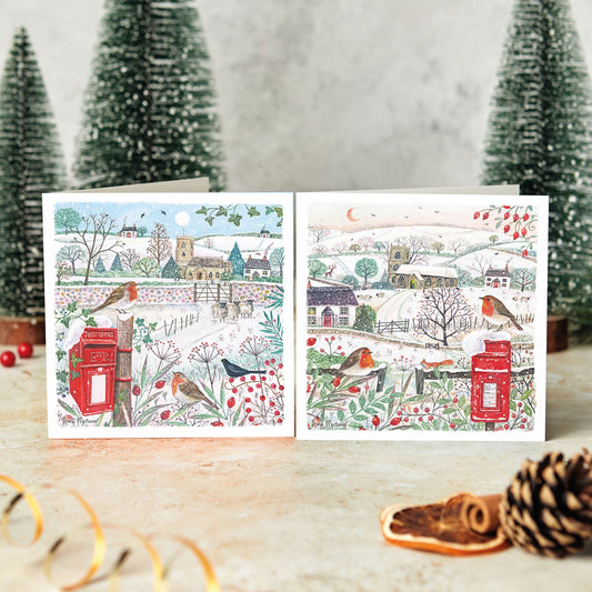 Winter in the countryside twin pack Christmas cards