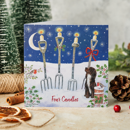 Four candles at Christmas Christmas cards
