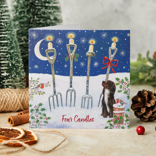 Four candles at Christmas Christmas cards