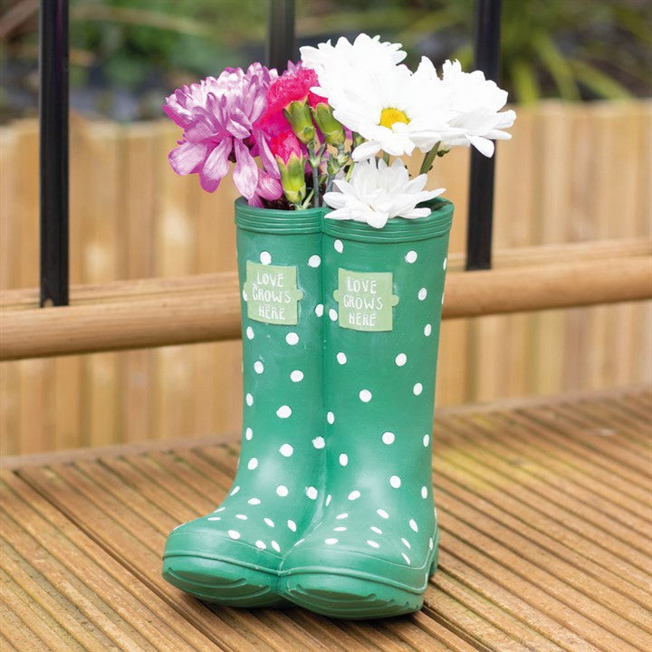 Green welly planter