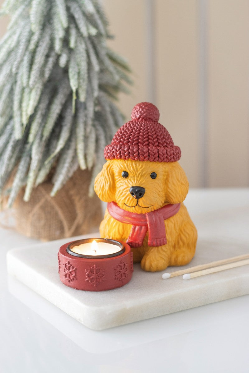 Winter puppy tealight holder