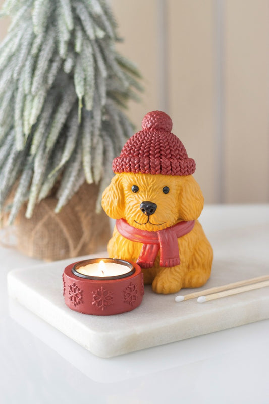 Winter puppy tealight holder