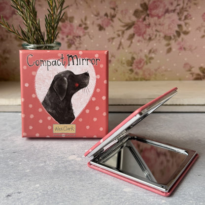 Black Labrador compact mirror